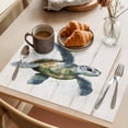 thumbnail image 3 of Teal Coastal Placemats Set of 8 Sea Turtle Nautical Beach Ocean Vintage Place Mats Indoor Wipeable Table Mats Washable Cloth Dining Table Placemats for Kitchen Holiday Party Home Decor 13x19 Inch, 3 of 9