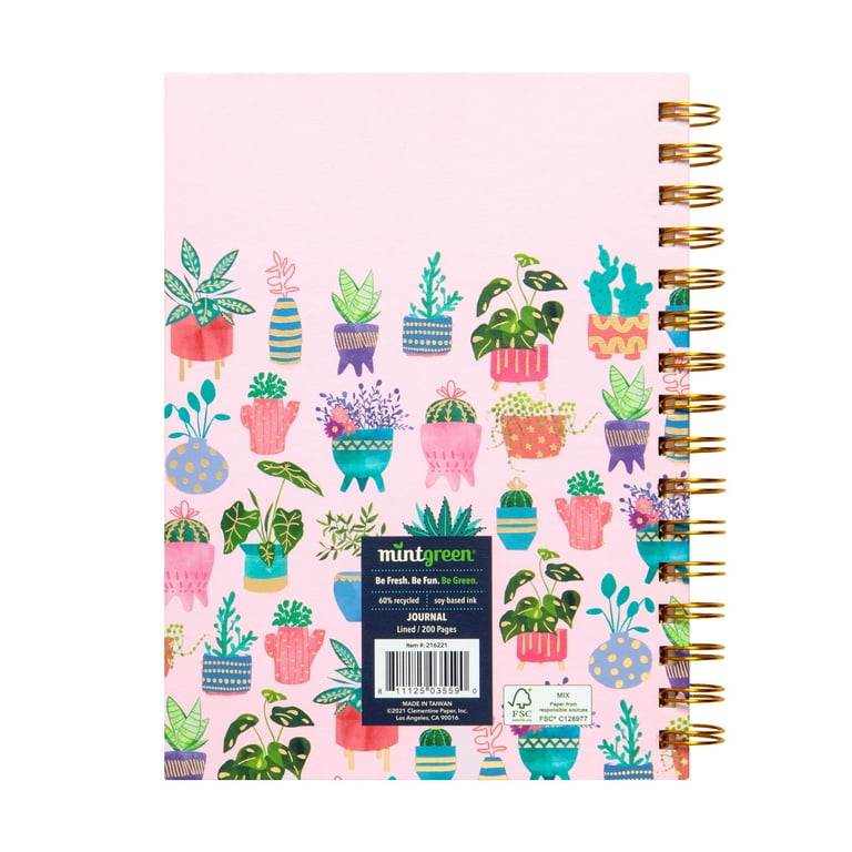 Mintgreen Spiral Journal, 200 Lined Pages, Recycled Paper, 6