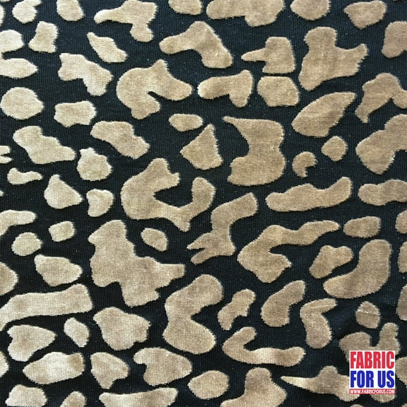 Desert Beige/Black Burnout Velvet Stretch Poly-Spandex Fabric 58"/60" Wide