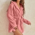 thumbnail image 5 of Bath Robes For Women Hooded Plush Female Long Bathrobe Warm Fleece Winter Robe, 5 of 8