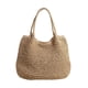thumbnail image 1 of Granjero Gordo Bolso de mano tejido y bolsas de cosméticos, bolso de mano tejido elegante de playa de verano, bolso de hombro de 18,5 x 0,78 x 14,56 pulgadas (caqui), 1 of 4