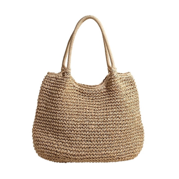 Namzi Women's Woven Shoulder Bag Woven Tote Bag and Cosmetic Bag,Summer Beach Weaving Chic Woven Tote Handbags Shoulder Bags 18.5*0.78*14.56inch Khaki