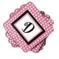 thumbnail image 2 of Carolines Treasures CJ1001-FC-Parent Set of 4 Monogram - Pink Black Polka Dots Foam Coasters Initial  multicolor, 2 of 3