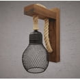 thumbnail image 4 of Lámpara Pared Estilo Vintage Cuerda Madera Rústica, 4 of 6