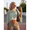 thumbnail image 6 of LMLYSoH Womens Knitted Ponchos Tops Shimmer Solid Shawl Wraps Comfortable Asymmetry Cape for Spring Summer, 6 of 9