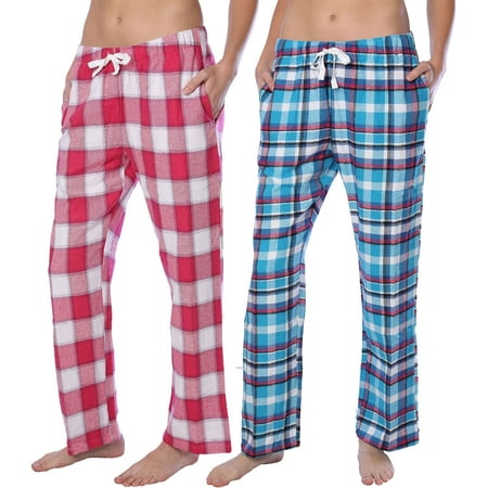 

Women s Pajama Pants-Plaid Lounge Pants Cotton Blend Pajama Bottoms with Pockets-Comfy PJ s - 2 Pack