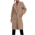 thumbnail image 2 of Women's Winter Medium Length Woolen Coat Solid Color Long Sleeve Casual​​, 2 of 7
