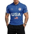 thumbnail image 4 of 250 Anniversary Usa Polo Shirts for Men Usa Flag Print Lapel Collar V Neck Short Sleeve Tops Independence Day Patriotic Star Regular Fit Soft Tshirts, 4XL, #01 Blue, 4 of 4