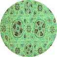 thumbnail image 1 of Ahgly Company Indoor Round Abstract Turquoise Blue Modern Area Rugs, 6' Round, 1 of 4
