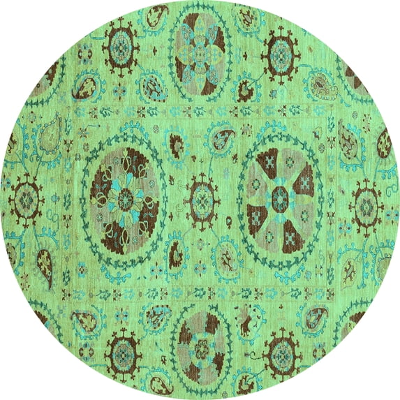 Ahgly Company Indoor Round Abstract Turquoise Blue Modern Area Rugs, 6' Round