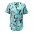 thumbnail image 4 of womens'S Button-Down Shirts Short Sleeve V-Neck Tops Casual Print Blue Xlwomens Camisas, 4 of 5