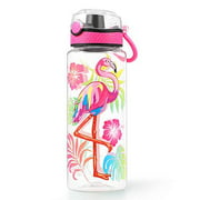 Cute Water Bottle for School Kids Girls, BPA Free Tritan & Leak Proof Flip Top Lid & Easy Clean & Carry Handle, 23oz/ 680ml (Flamingo, 23oz)