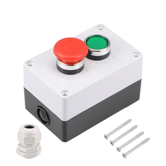 Unique Bargains Push Button Switch Box Momentary Green Switches Stop 415V 10A 1pcs