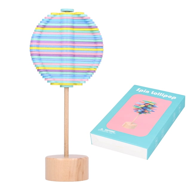 Lollipop Stress Relief Toy,Wood Rotating Decompression Toy,Adult Multicolor Stress Relief Spinner ,Multicolor Wood Spiral Lollipop Sensory Toys Gift Home Decor