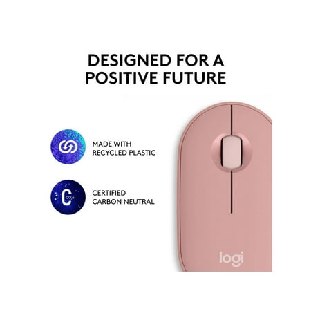 Logitech - Pebble Mouse 2 M350s Slim Lightweight Wireless Silent Ambidextrous Mouse with Customizable Buttons - Rose
