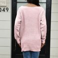 thumbnail image 6 of Women's Winter Loose Versatile One-shoulder Solid Color Mid-length Knitted Sweater for Fall and Winter, Cozy and Chic, Ideal for Seasonal Outfits,Pink,Size 2XL, 6 of 6