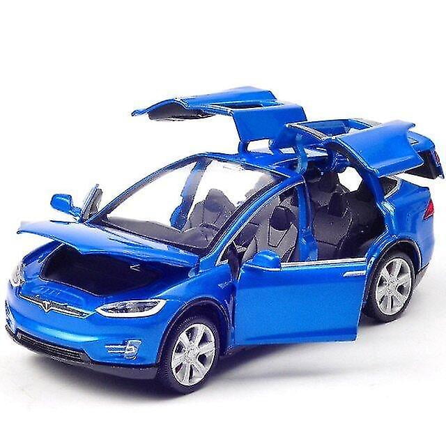 Coche Tesla modelo X90 fundido a escala 1:32 de metal con cierre retráctil