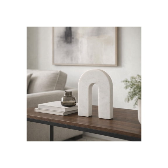 Sagebrook Home Marble, 6"h Horseshoe Tabletop Decor White