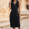 thumbnail image 2 of Sngxgn Womens Summer Deep V Neck Knotted Tiered Elegant Mini Short Swing Skater Dresses(Black,XXL), 2 of 8