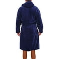 thumbnail image 3 of Capreze Men's Wrap Robe Long Sleeve Bath Robes Hoodie Dressing Gown Full Length Pajamas Fleece Nightwear Navy Blue 5XL, 3 of 7