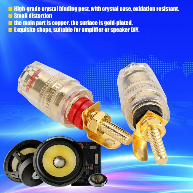 Conector tipo banana dorado conector tipo tuerca de poste Altavoz Detector de Oro adaptador de conector chapado en Puntero