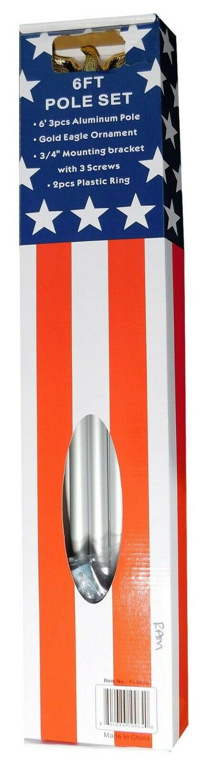 6 ft Aluminum Flag Pole Kit Set With Eagle Topper Bracket Screws Rings (RAM)