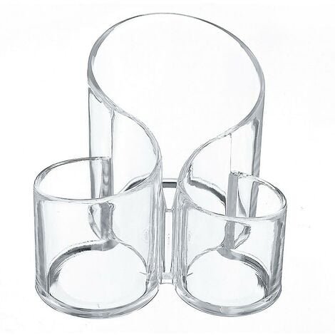 Estuche de almacenamiento transparente para brochas de maquillaje, solución de almacenamiento multifuncional de 3 compartimentos con diseño de ondas grandes de acrílico