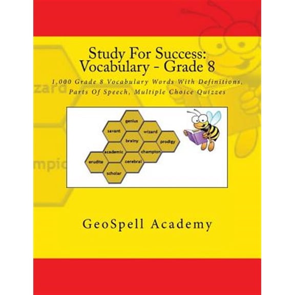 Pre-Owned Study For Success: Vocabulary - Grade 8: 1,000 Grade 8 Vocabulary Words With Definitions, Parts Of Speech, Multiple Choice Quizzes (Paperback)