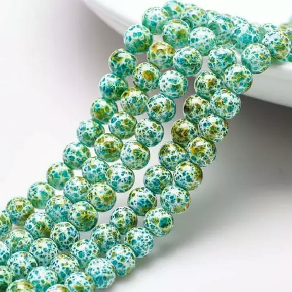 U8MO 100pcs 8mm Round Coated Glass Loose Beads lot Wholesale for Jewelry Making-Green