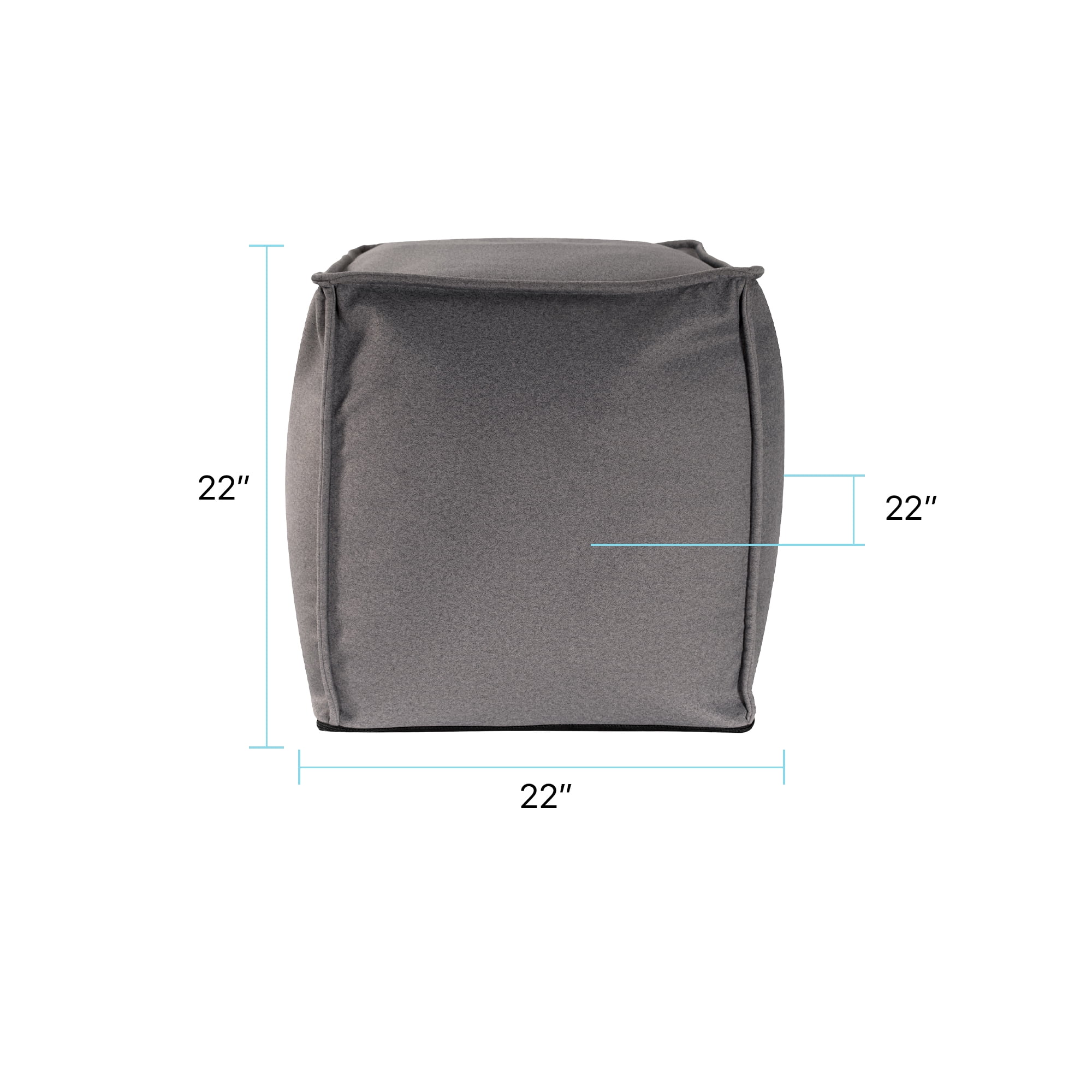 Qiviut Gray Square Pouf