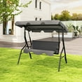 thumbnail image 1 of Gymax 3-Person Swing Chair Porch Swing Seat w/ Adjustable Canopy Removable Cushion Gray, 1 of 9
