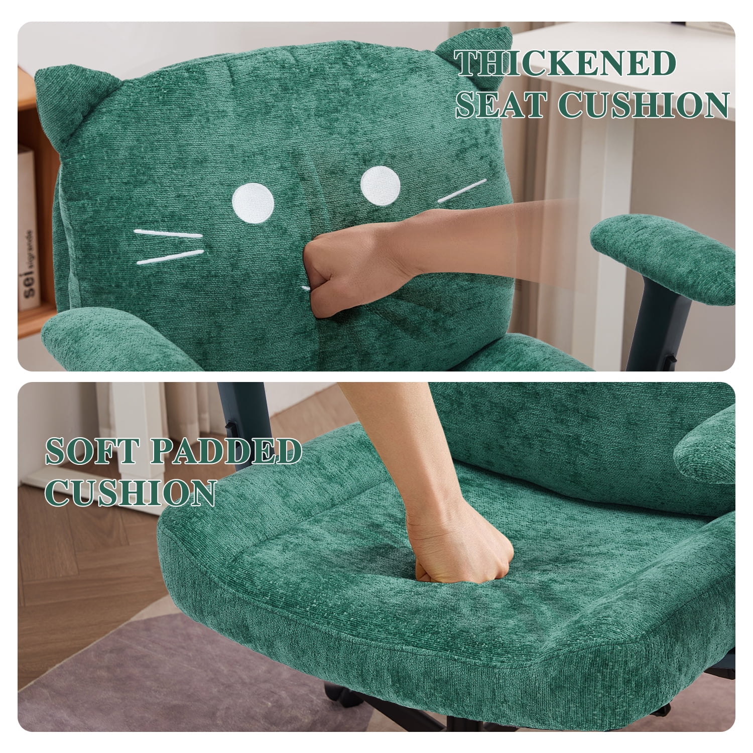 Criss Cross Legged Chair with Wheels and Flip-up Arms, Ergonomic Wide Seat Computer Desk Chair, Comfortable Home Office Computer Chair 300lbs