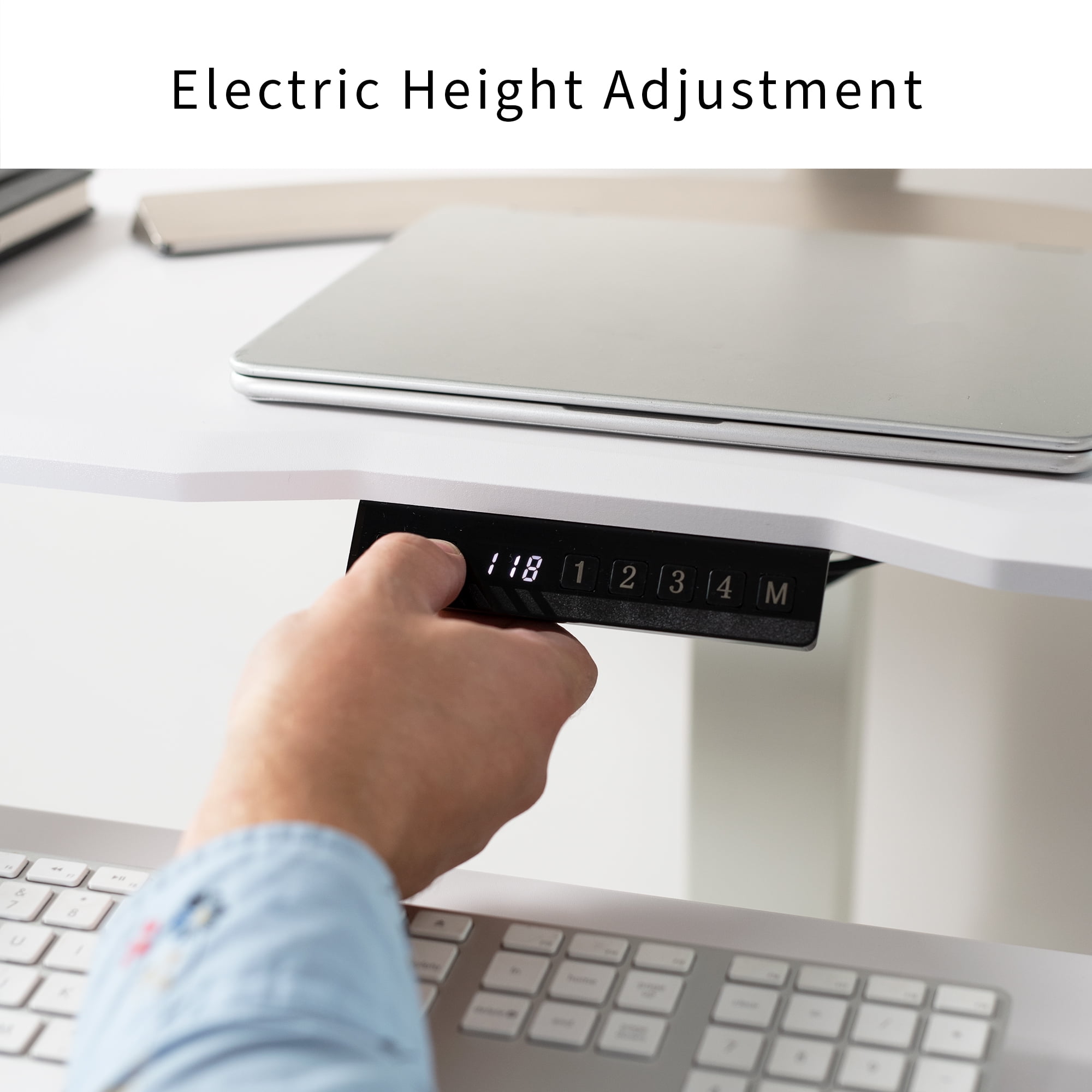 VIVO White 36" Electric Mobile Height Adjustable Two Platform Standing Desk