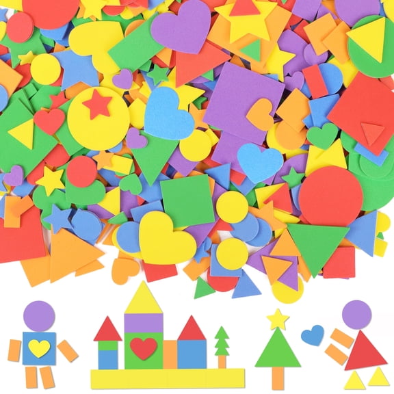 Sinekong 600 pcs Foam Stickers Self-Adhensive Geometric Shaped Sticker for DIY Scrapbooks