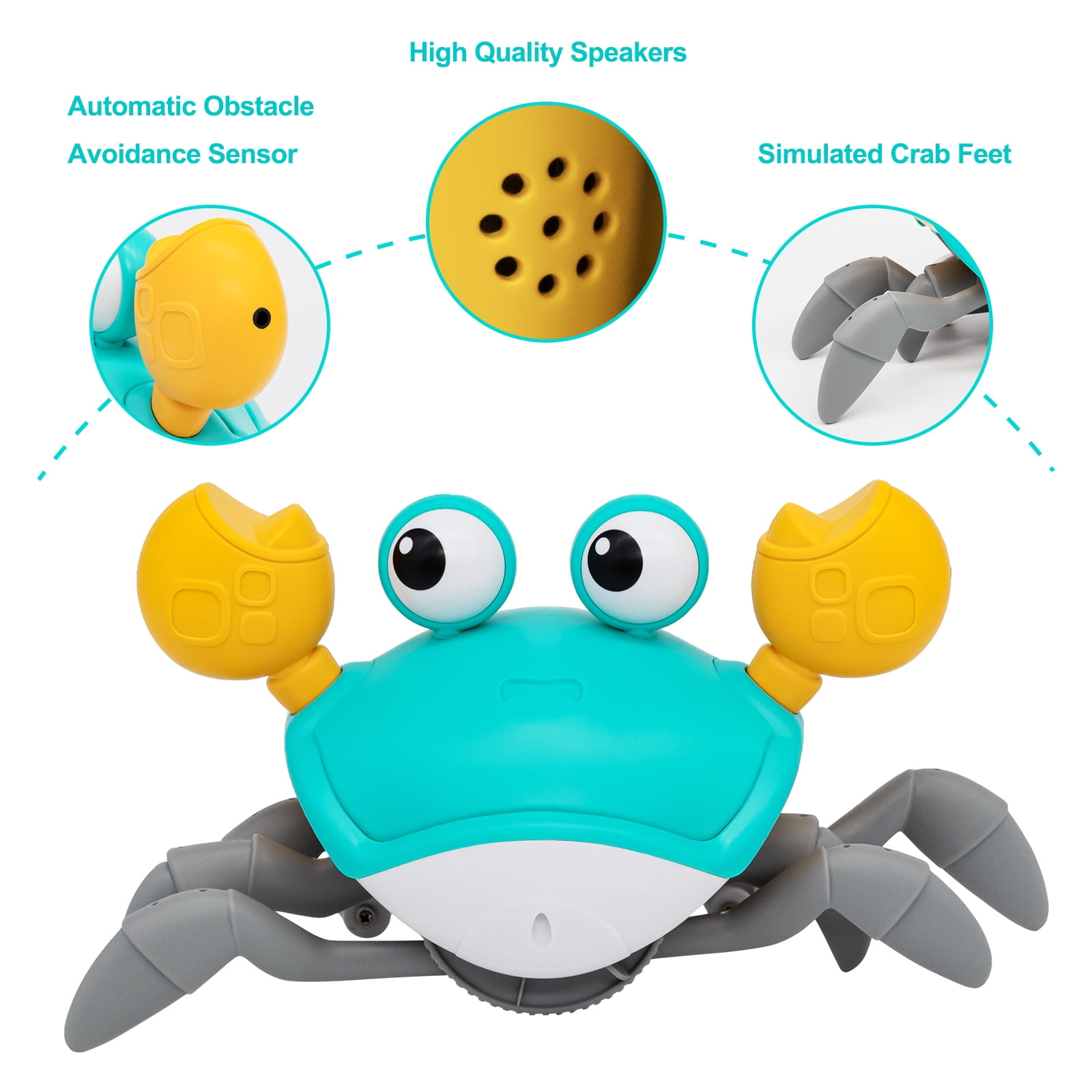 Crawling Crab Baby Toys with Music and Automatic Obstacle