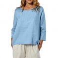 thumbnail image 1 of ManxiVoo Blouse à Coupe Décontractée pour Femmes à Manches 3 4 Col Rond Haut Léger Imprimé pour Tous les Jours Taille g Bleu Ciel, 1 of 7