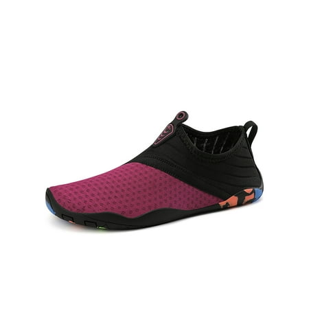 

Wazshop Women Men Beach Shoe Swim Water Shoes Surf Aqua Socks Lightweight Slip On Flats Womens Mens Barefoot Yoga Breathable Purple 7.5