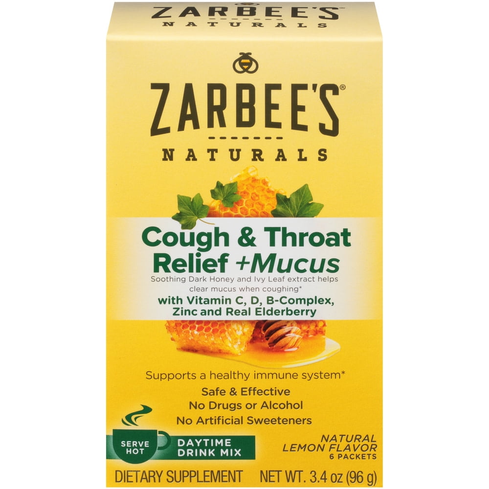 Zarbee's Naturals Cough & Throat Relief + Mucus Daytime Drink Mix with