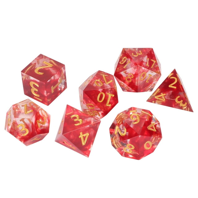 Juego de dados de resina de 7 Uds., diferentes formas poliédricas, dados de juego de mesa con números claros para juegos de rol, Color sangre