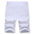 thumbnail image 2 of Denim Shorts Mens Clearance Stretch Fit Faded Ripped Jean Shorts with Pockets Knee Length Classic Fit Casual Summer Holiday Half Pants Jeans Smart Shorts, 2 of 7