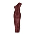 thumbnail image 4 of Lovskoo Wedding Guest Dresses for Women Evening Gown Trendy Solid One Shoulder Sleeveless Split Sequin Skew Shoulder Long Dress Cocktail Dresses 2023 Claret, 4 of 5