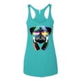 thumbnail image 2 of Wild Bobby, Colorful Pug DJ, Pop Culture, Women Tri-Blend Racerback Tank Top, Tahiti Blue, Small, 2 of 4