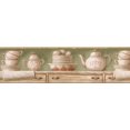 thumbnail image 2 of Beige Kitchen Chest Tea Cups Plates Kettle Olive Green Wallpaper Border Retro Design, Roll 15' x 7'', 2 of 3