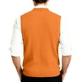 thumbnail image 4 of Resicozy Men's Knit Sweater Vest Solid Color V-Neck Button Down Sleeveless Cardigan Vest Saffron 5XL, 4 of 7