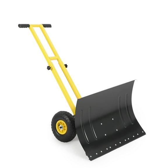 Huloretions Snow Shovel with 29-Inch Blade and Adjustable Handle,Heavy-Duty Steel Shoveling Tool for Ice Removal,Snow Pusher Shovel for Driveway,Sidewalk,Pavement