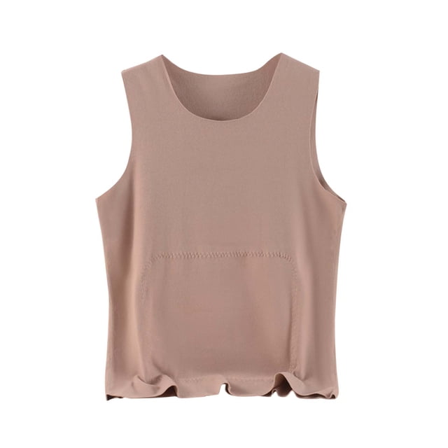 Lovzfmll Men's Seamless Thermal Undershirt with Back Protection, Thickened German Velvet Round Neck Sleeveless Tank for Cold Weather