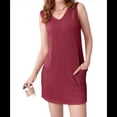 thumbnail image 1 of Vestidos de Verano Sin Mangas con Escote en V Color Rojo Vino S, 1 of 7