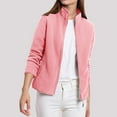 thumbnail image 5 of UTSJKR Women's Solid Color Soft Fleece Zip Up Stand Collar Long Sleeve Warm Pockets Outwear Coat Plus Velvet Thickening Winter Jackets Pink S, 5 of 8