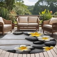 thumbnail image 5 of Yellow Egg Flowers 8' Round Area Rug, Plumeria Floral Stone Farmhouse Wooden Washable Non-Slip Large Circle Rugs for Living Room Bedroom, Soft Low Pile Rug Carpet for Dining Room Kitchen Farmhouse, 5 of 9