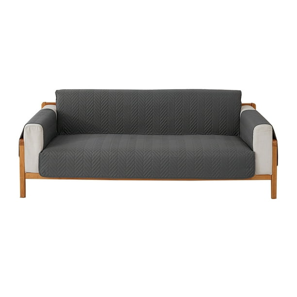 Xiao Hua Funda de sofá impermeable de doble cara, cojín para sala de estar, funda para sillón de 1 plaza, fácil de lavar, funda protectora para sofá gris oscuro